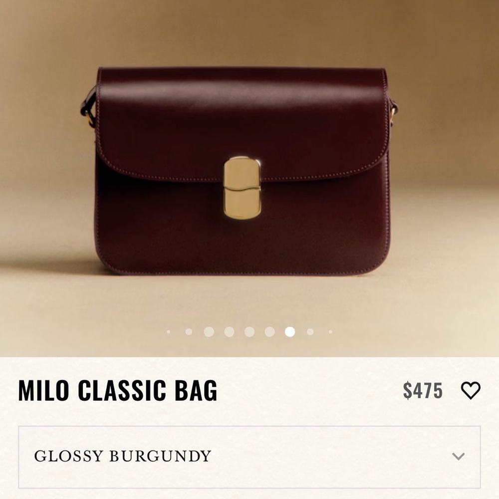 Sezane Milo Classic Bag in Glossy Burgundy